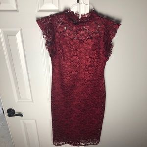 Burgundy Lace Midi Dress Size 8